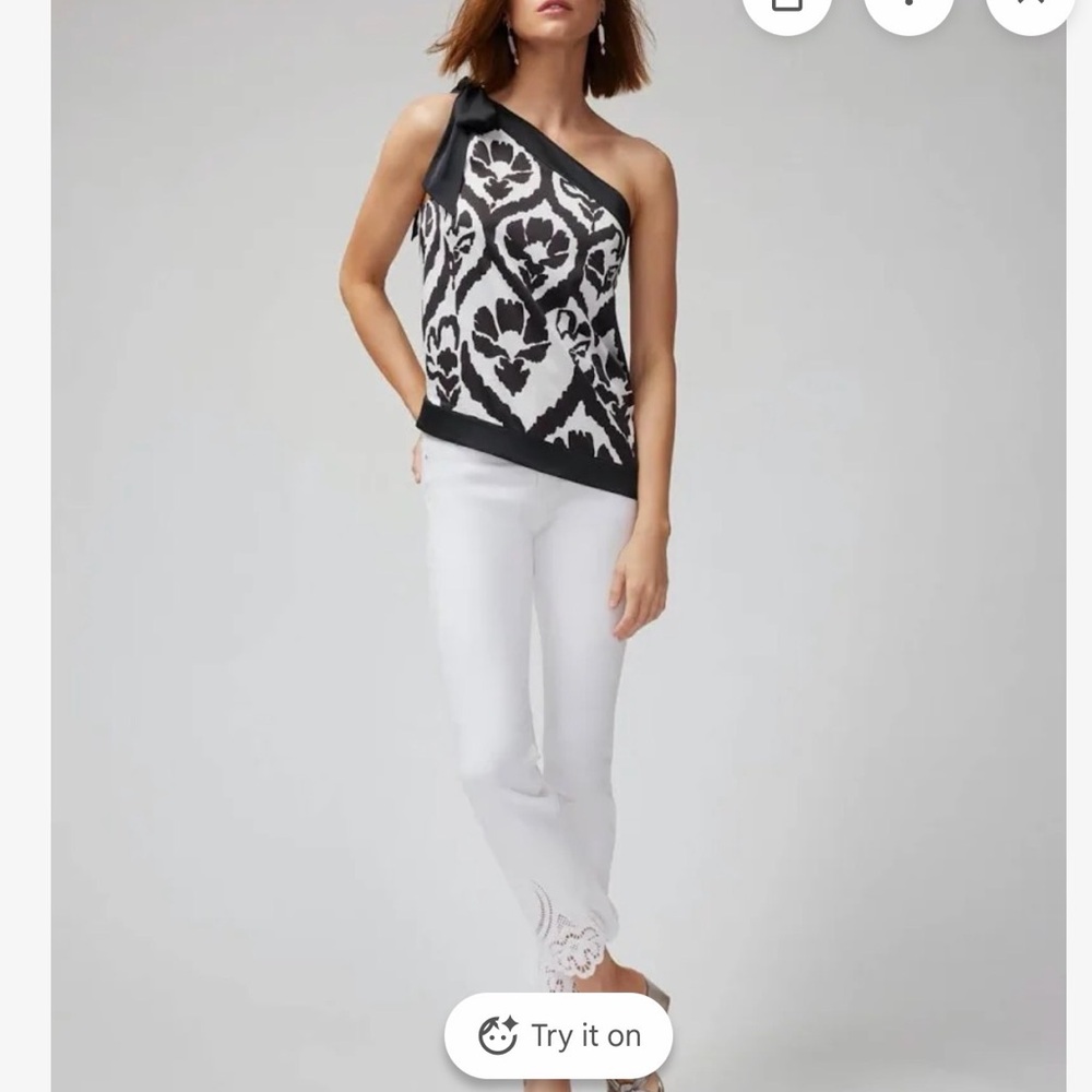 WHBM One Shoulder Satin Blouse